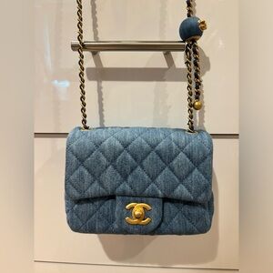 Chanel denim pearl crush mini